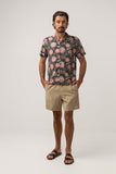 RHYTHM  Protea Linen Short Sleeve Shirt - BLACK