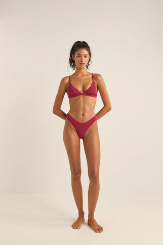 RHYTHM Isla Rib Bralette Top - SANGRIA