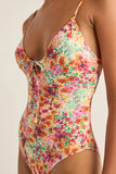 RHYTHM Sierra Floral Tie Front One Piece - ORANGE