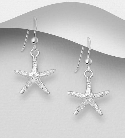 925 Sterling Silver Starfish Hook Earrings