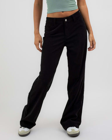 RUSTY The Secret Low Rise Wide Leg Cord Pant - VERY BLACK