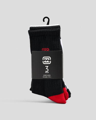 BILLABONG Boys Bracket Wave Socks 3 Pack - MULTI