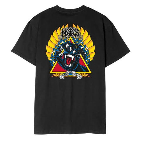 SANTA CRUZ Natas Screaming Panther Tee Short Sleeve Box Fit Tee - WASHED BLACK