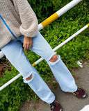 RUSTY Low Rise Wide Leg Ripped Denim Jean - SKY BLUE HEATHER