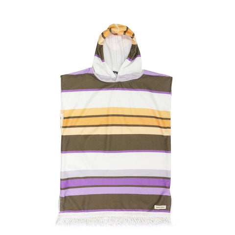 OCEAN & EARTH Sunkissed Youth Hooded Poncho - APRICOT/VIOLET