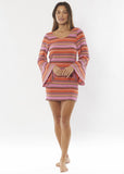 SISSTREVOLUTION Sunny Escape Knit Long Sleeve Dress - FUCHSIA