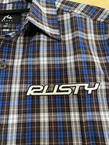 RUSTY Boys Datsun 2K Button Up Short Sleeve Shirt - ROYAL BLUE