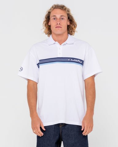 RUSTY Peko Peko Short Sleeve Polo - WHITE