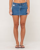 RUSTY Mavericks Low Rise Denim Mini Skirt - MIDDY BLUE