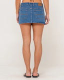 RUSTY Mavericks Low Rise Denim Mini Skirt - MIDDY BLUE