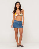 RUSTY Mavericks Low Rise Denim Mini Skirt - MIDDY BLUE