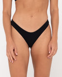 RUSTY Sandalwood Slick Brazilian Bikini Pant - BLACK