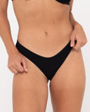 RUSTY Sandalwood Slick Brazilian Bikini Pant - BLACK