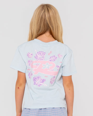 RUSTY Hibiscus Oversized Tee Girls - CELESTIAL BLUE