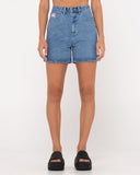 RUSTY  Cyprus High Rise Denim Short - MIDDY BLUE