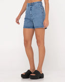 RUSTY  Cyprus High Rise Denim Short - MIDDY BLUE