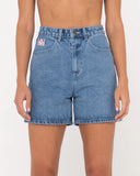 RUSTY  Cyprus High Rise Denim Short - MIDDY BLUE