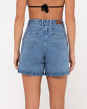 RUSTY  Cyprus High Rise Denim Short - MIDDY BLUE