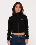 RUSTY - Norty Long Sleeve Zip Through Fleece - BLACK