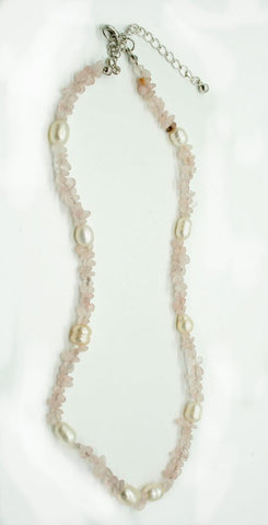 CLASSICS 77 - Rose Quartz Chip Choker With Pearls