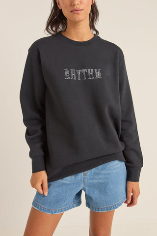 RHYTHM - Flagship Boyfriend Fleece Crew -  BLACK