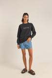 RHYTHM - Flagship Boyfriend Fleece Crew -  BLACK