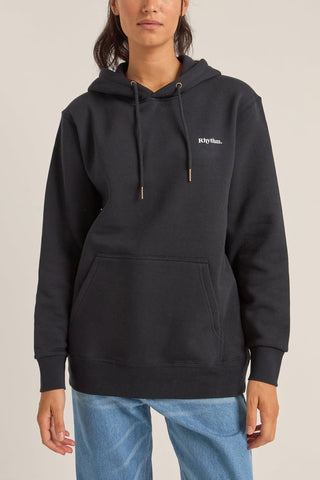 RHYTHM Logo Boyfriend Fleece Hood - BLACK