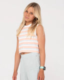 RUSTY Girls Camila Stripe Muscle Tank - PEACH