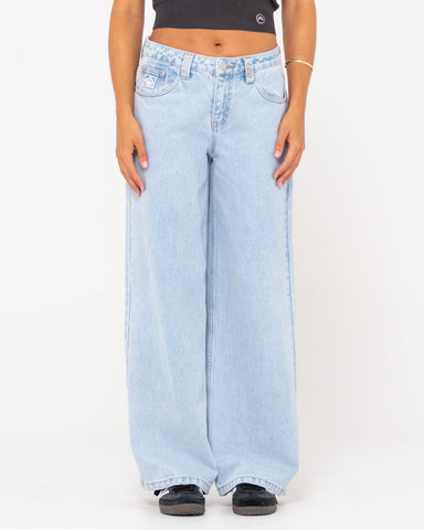 RUSTY Low Rise Super Wide Leg Denim Jean - SKY BLUE HEATHER