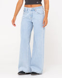 RUSTY Low Rise Super Wide Leg Denim Jean - SKY BLUE HEATHER