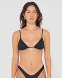 RUSTY Sandalwood Slick Triangle Bikini Top - BLACK