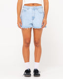 RUSTY - Penny Kick Flare Denim Short - SKY BLUE HEATHER