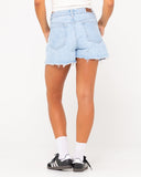 RUSTY - Penny Kick Flare Denim Short - SKY BLUE HEATHER