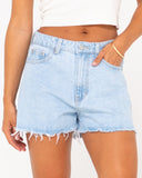 RUSTY - Penny Kick Flare Denim Short - SKY BLUE HEATHER