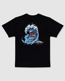 SANTA CRUZ Screaming Wave Front Tee SS Regular Fit Tee - BLACK