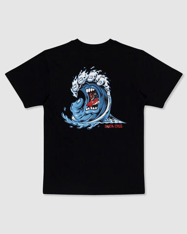 SANTA CRUZ Screaming Wave Front Tee SS Regular Fit Tee - BLACK