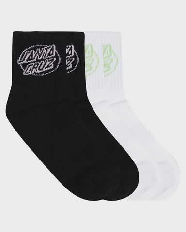 SANTA CRUZ Youth Oval Dot Mid Sock 2-Pack - BLACK/WHITE