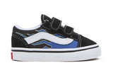 VANS Old Skool V (Kids)  - PIXEL FLAME BLACK/BLUE