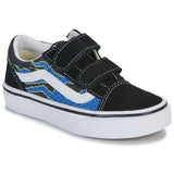 VANS Old Skool V (Kids)  - PIXEL FLAME BLACK/BLUE