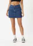 AFENDS Georgia Hemp Denim Skirt - AUTHENTIC BLUE