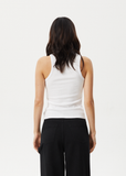 AFENDS  Notice Recycled Rib Singlet - WHITE