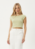 AFENDS Darcy Hemp Check Top - LEMONGRASS