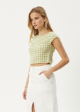 AFENDS Darcy Hemp Check Top - LEMONGRASS