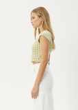 AFENDS Darcy Hemp Check Top - LEMONGRASS