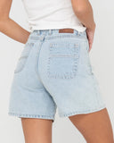 RUSTY Cyprus High Denim Short - SKY BLUE HEATHER