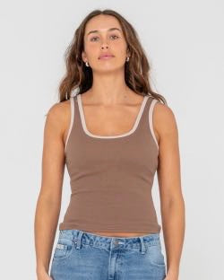 RUSTY Ringer Ribbed Skimmer Length Tank - JAVA