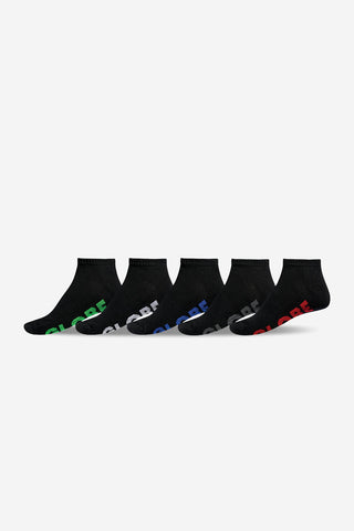 GLOBE - Boys Stealth Ankle Sport Socks 5-Pack Size 2-8 - BLACK