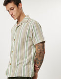 RHYTHM Vacation Stripe Short Sleeve Shirt - NATURAL