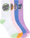 SANTA CRUZ Girls Other Dot Crew Sock (4-Pack) - WHITE/PURPLE/PINK/BLUE