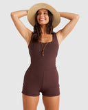 BILLABONG Terry Rib Retro Surf Bodysuit - CHOC CHERRY